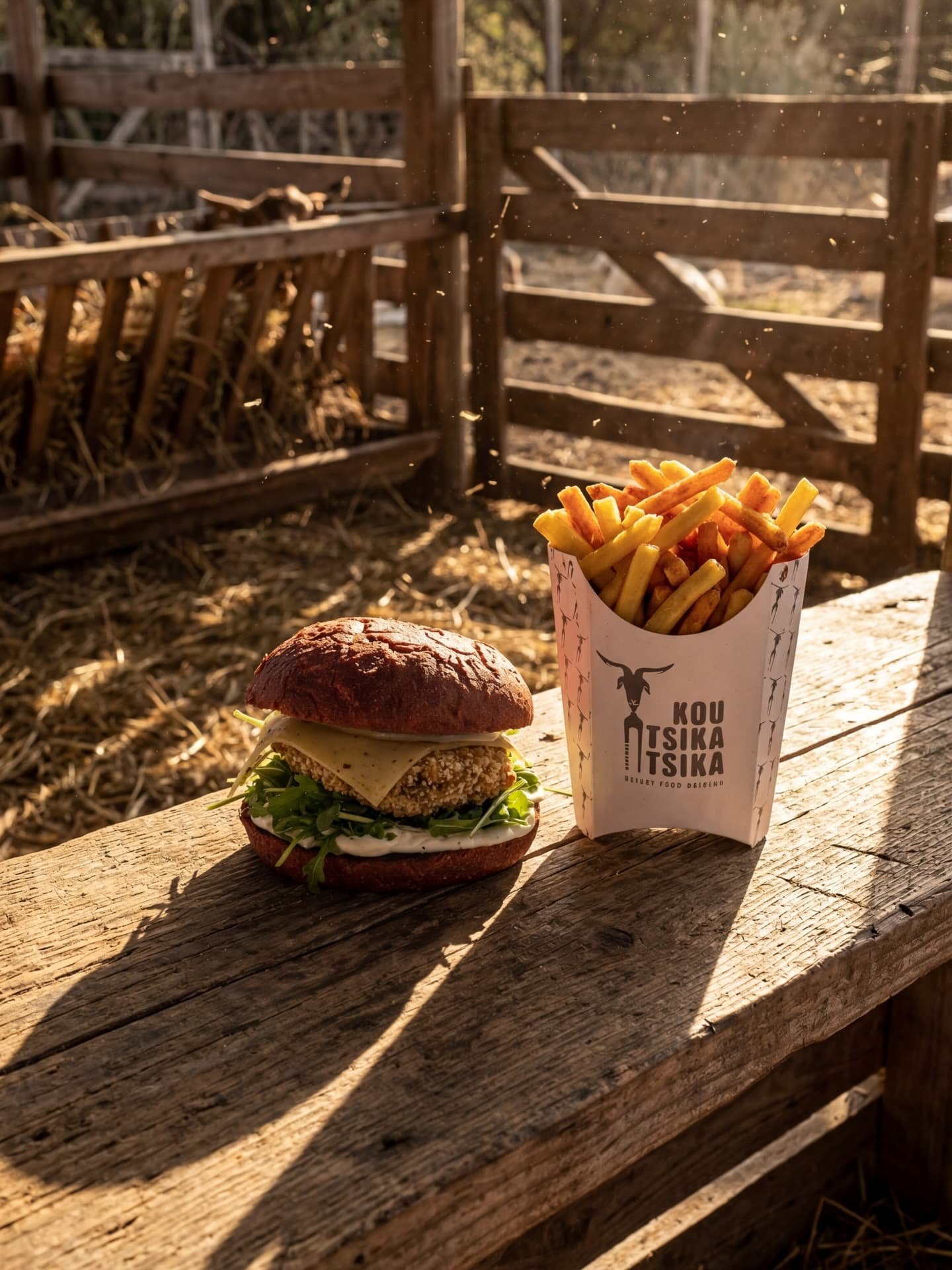 Vegetarian burger και πατάτες
